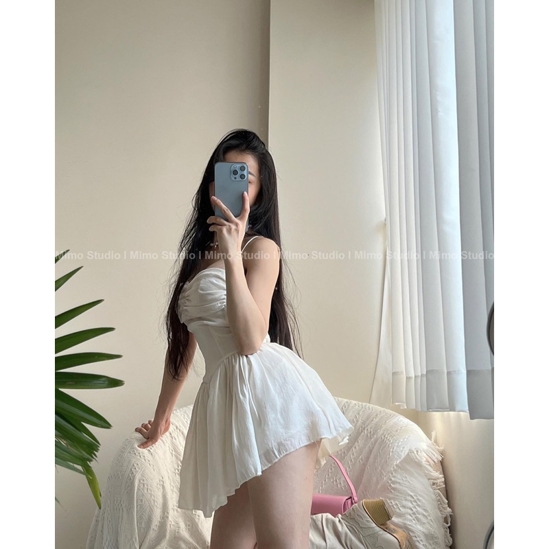 Đầm voan 2 dây cúp ngực dáng xoè