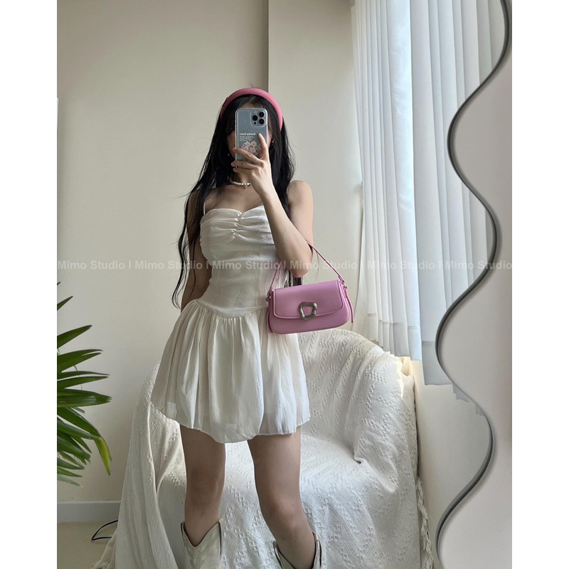 Đầm voan 2 dây cúp ngực dáng xoè
