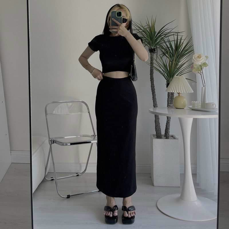 Chân Váy Suông Dài, Chất Thun Mịn Cotton