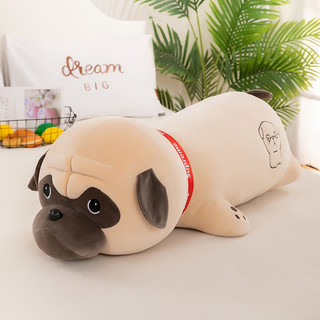 Gấu bông chó pull dog nằm, chó mặt nhăn vải 4 chiều mềm mịn mát