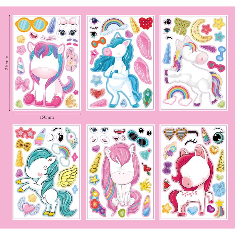 Combo 6 tấm sticker sáng tạo trang điểm gương mặt