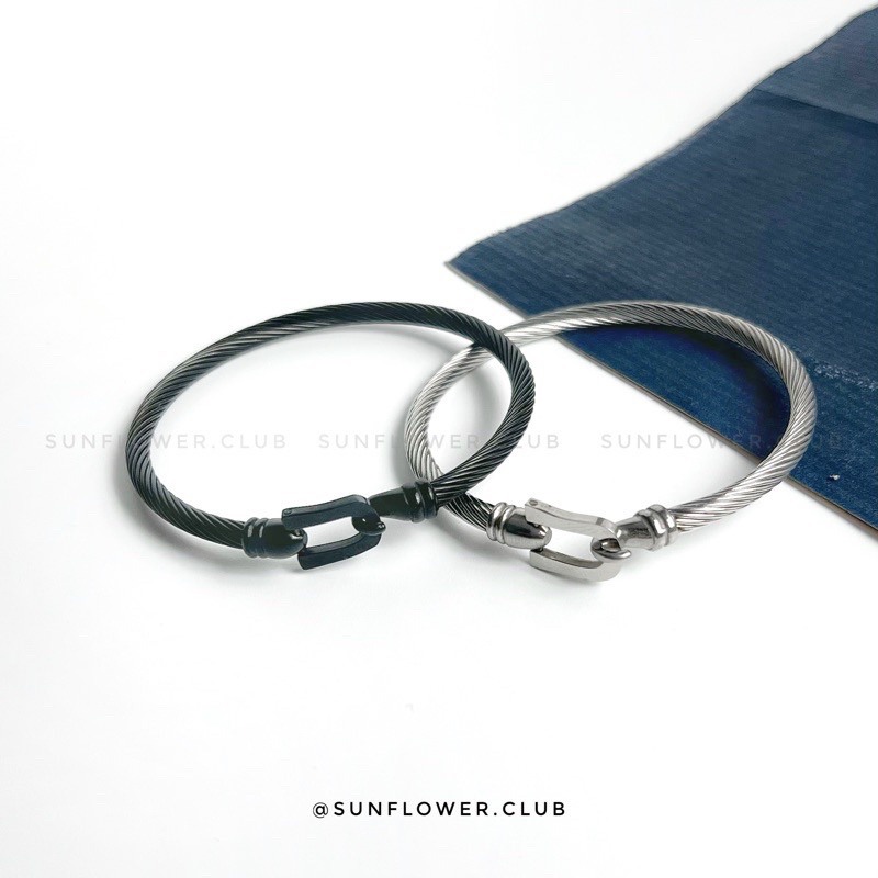 Vòng tay cặp đôi dây thép đan tròn không gỉ