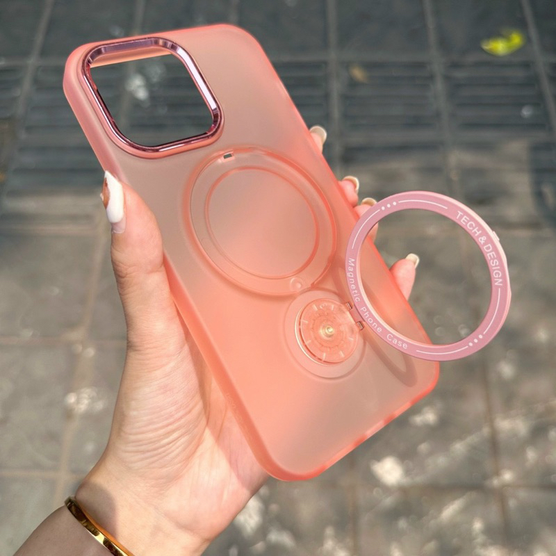 Ốp lưng X&M nhám 3in1 hỗ trợ sạc không dây kiêm giá đã cho iPhone 14 Pro max, 14 Pro, 13 Pro max, 12 Pro max siêu sang