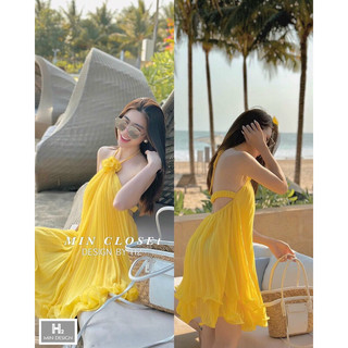 Váy dập ly hở lưng cao cấp