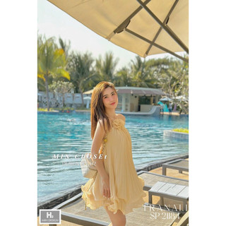 Váy dập ly hở lưng cao cấp