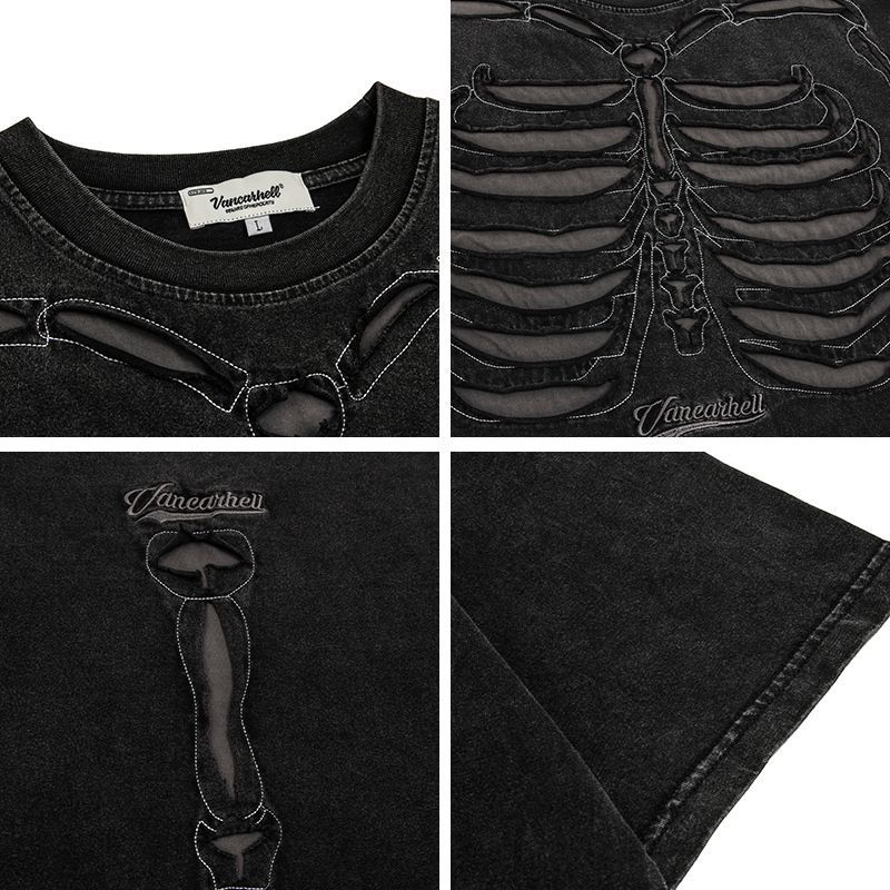 Áo thun xương rách Vancarhell - Broken Bones Tshirt - áo thun oversize phong cách hiphop đường phố Juwangorder 9229