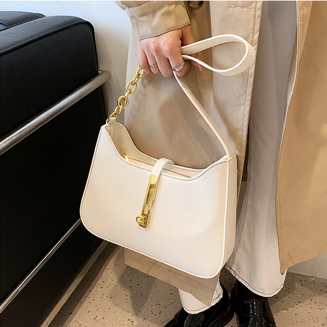 Túi Xách Đeo Vai Nữ Đẹp LUHAZO Quai Da PU Quảng Châu Cao Cấp Phối Xích Cá Tính Thời trang Công Sở Đi Chơi 2213 E-8