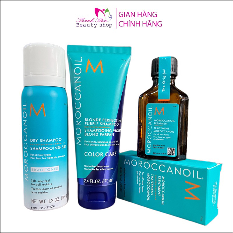 Bộ sản phẩm chăm sóc tóc Blonde Perfecting Purple Travel Kit Moroccanoil ( New 2023 )