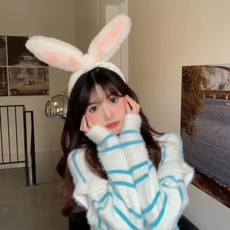 CC108 Cài tóc nữ băng đô bờm tóc thỏ lông xù dễ thương