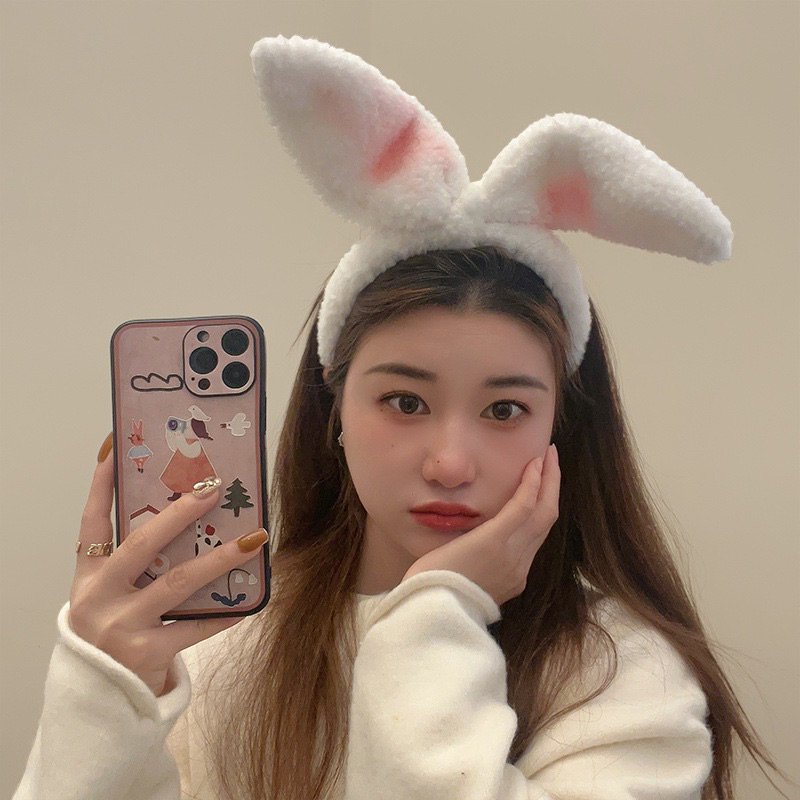 CC108 Cài tóc nữ băng đô bờm tóc thỏ lông xù dễ thương