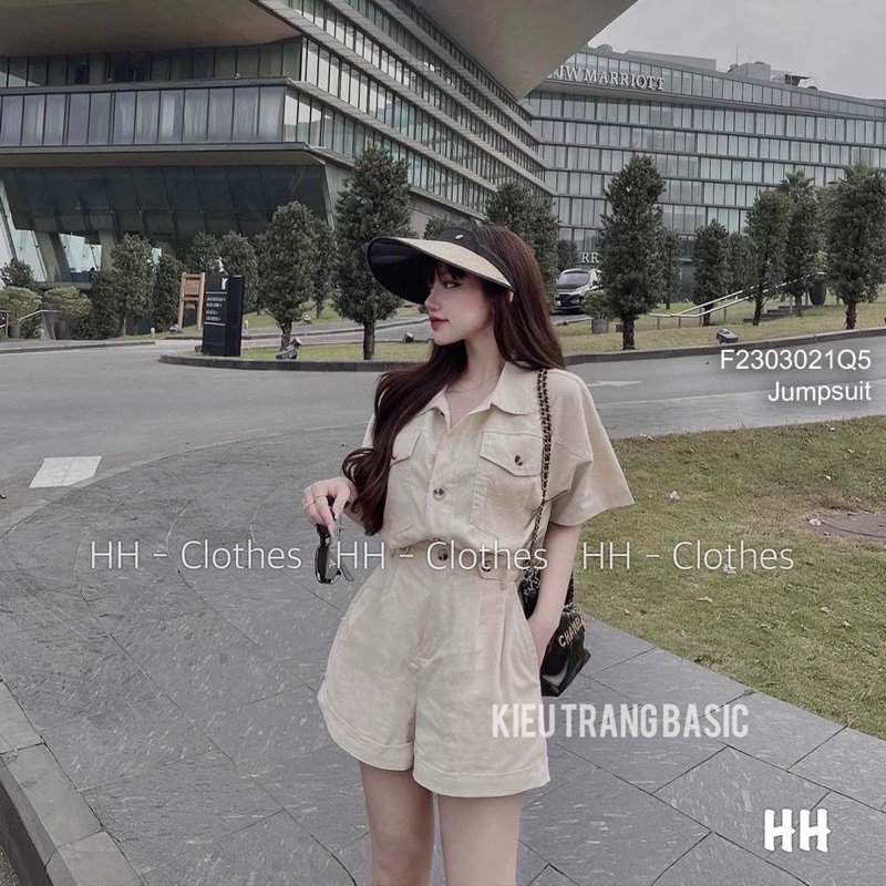 Jumpsuit cổ sơ mi phối 2 túi hộp sang trọng VIENS STORE