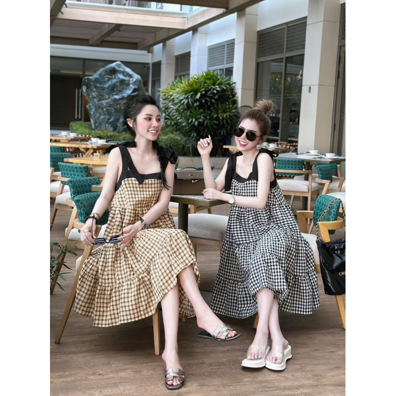 👒👒FREESHIP👒VÁY SUÔNG KẺ HAI DÂY CHO CÁC CHỊ EM ĐI CHƠI ĐI BIỂN ĐỀU XINH