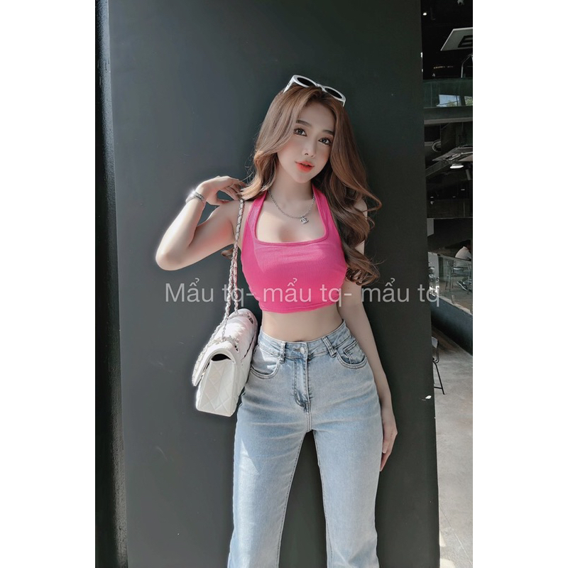 Áo thun ba lỗ quàng cổ xoắn lưng gợi cảm