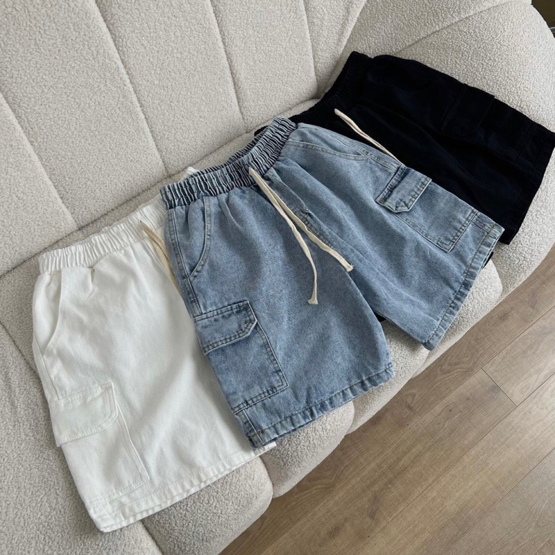 Quần short Jeans Cargo Unisex