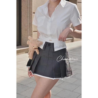 Chân váy xếp ly gấu de marzo kẻ nhỏ l1