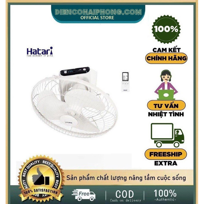 Quạt đảo trần Hatari Thái Lan HT-C16R1(S) (có điều khiển)