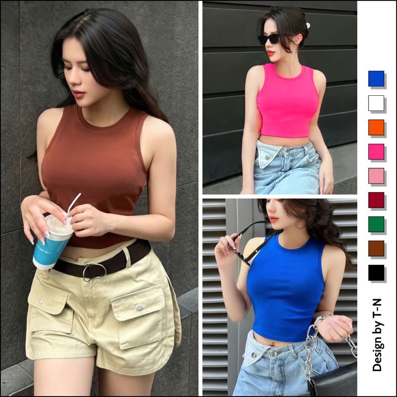 Áo ba lỗ nữ, áo sát nách dáng croptop và dài, có mút ngực ôm body sexy, siêu tiện lợi T-N TUẤN NGA COLLETON