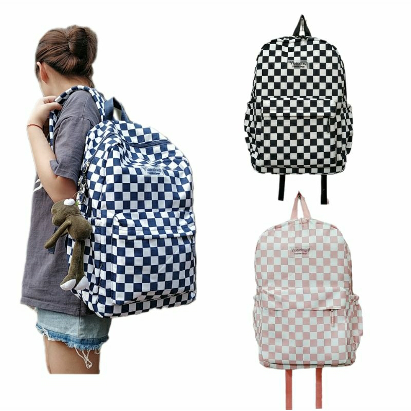 Balo caro trơn đi học nam nữ size to vải dù cho học sinh cấp 2 cấp 3 - B1180