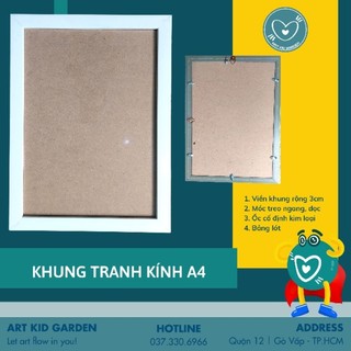 Khung tranh A4 trắng có kính