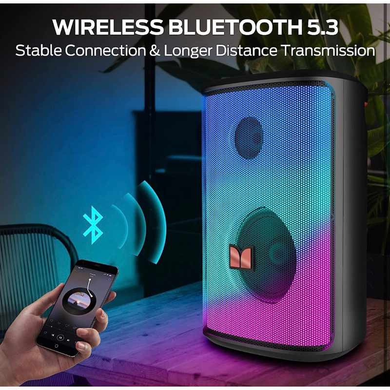 Loa Monster Sparkle Bluetooth 5.3 60W,hiệu ứng đèn LED + âm thanh độc quyền Pure Monster Sound + Bass Boost