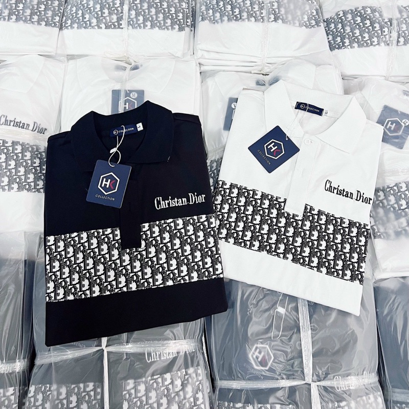 Áo Thun Cổ Bẻ Thêu chữ phối hoạ tiết PLTN