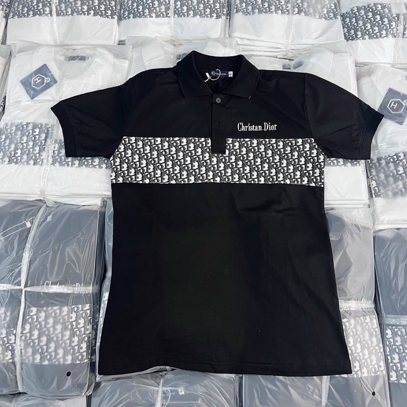 Áo Thun Cổ Bẻ Thêu chữ phối hoạ tiết PLTN