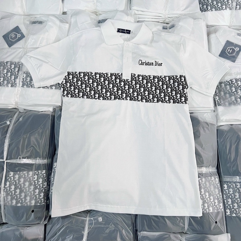 Áo Thun Cổ Bẻ Thêu chữ phối hoạ tiết PLTN