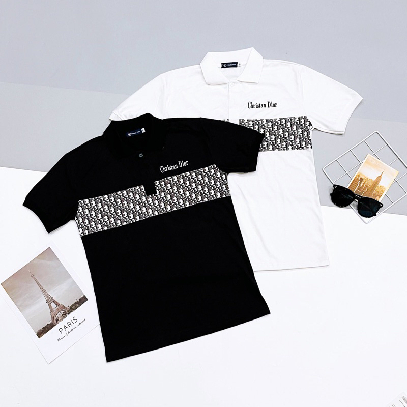 Áo Thun Cổ Bẻ Thêu chữ phối hoạ tiết PLTN