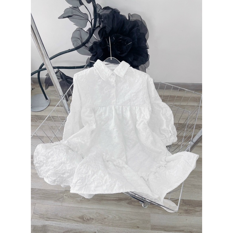 Đầm BaByDoll Trắng Vải Xốp - Hàng Có Sẵn - Kèm Ảnh Thật