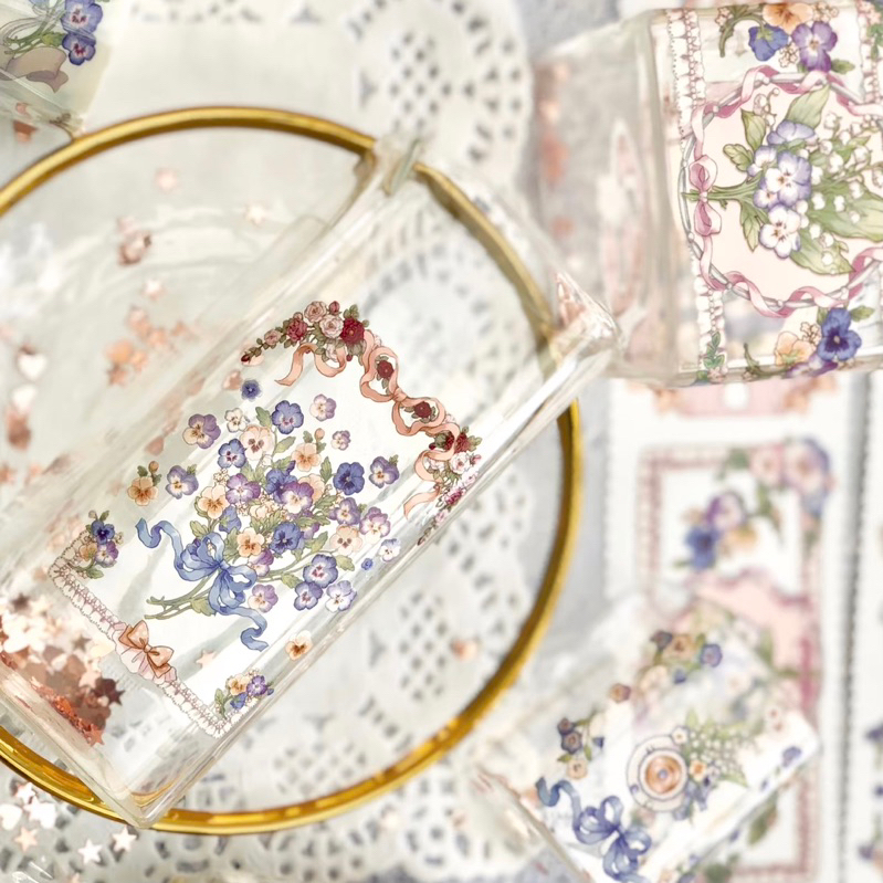 (Chu kỳ) Băng dính washi tape PET tape hoạ tiết hoa Flower Prelude của FG STUDIO