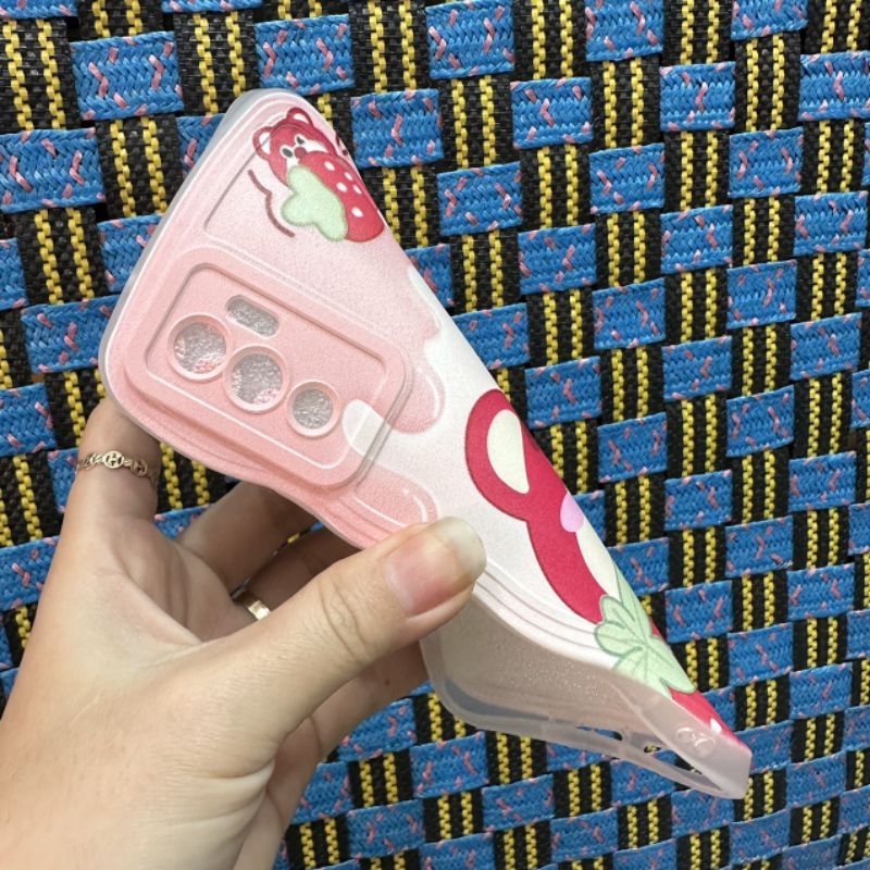 Case ốp lưng Vivo V23E dẻo hình gấu dâu gấu pooh siêu dễ thương viền lượn sóng bảo vệ camera