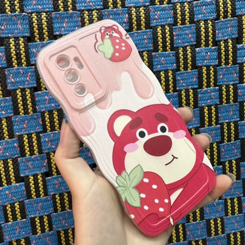 Case ốp lưng Vivo V23E dẻo hình gấu dâu gấu pooh siêu dễ thương viền lượn sóng bảo vệ camera