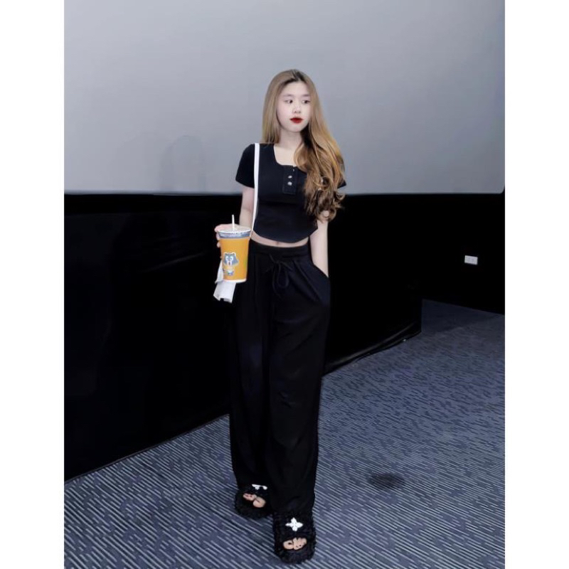 Sét Bộ áo thun Tay Ngắn chữ thập + Quần Xuông Hàng QC