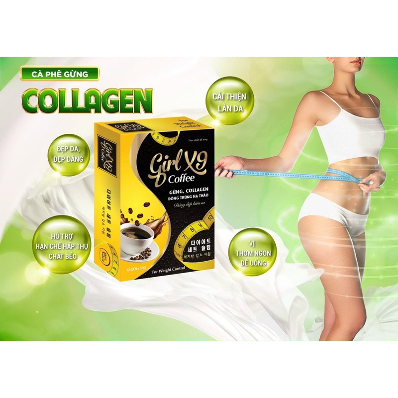 Cà Phê Girl X9, Cà Phê Giảm Cân, Collagen Đẹp Da, Giữ Dáng Hộp 12 Gói