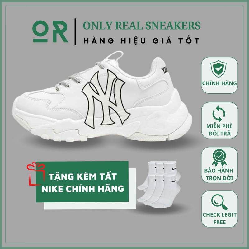 Giày MLB Chunky Bigball NY trắng chính hãng dáng thể thao nam nữ unisex đế độn 5 phân sẵn Hà Nội - Only Real Sneakers