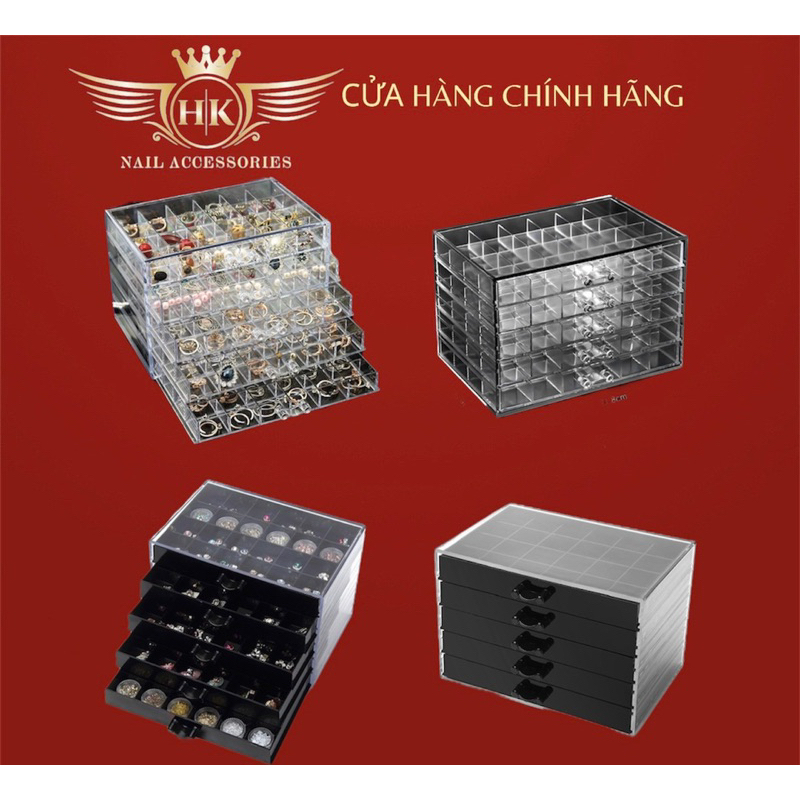 Khay meka 3 tầng 5 tầng đựng phụ kiện charm đá HK NAIL ACCESSORIES