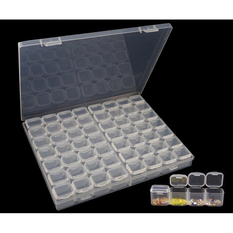 Set hộp nhựa 56 ô đựng charm đá