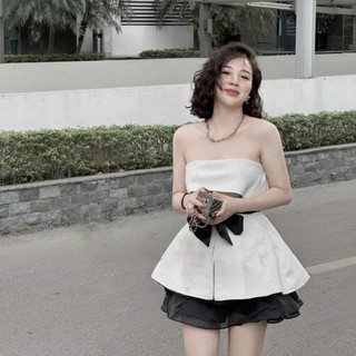 Áo vôn kính cúp ngực cột nơ xinh xắn.