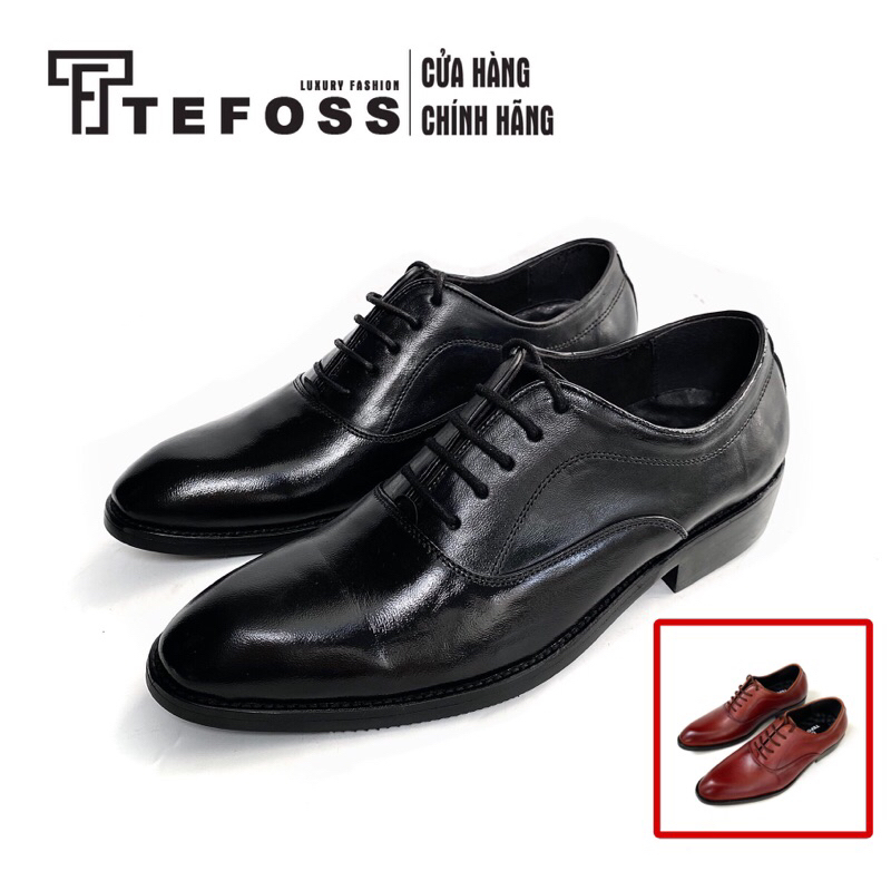 Giày tây nam da bò thật Oxford tăng chiều cao TEFOSS HT002 nâu và đen cao cấp size 38-44