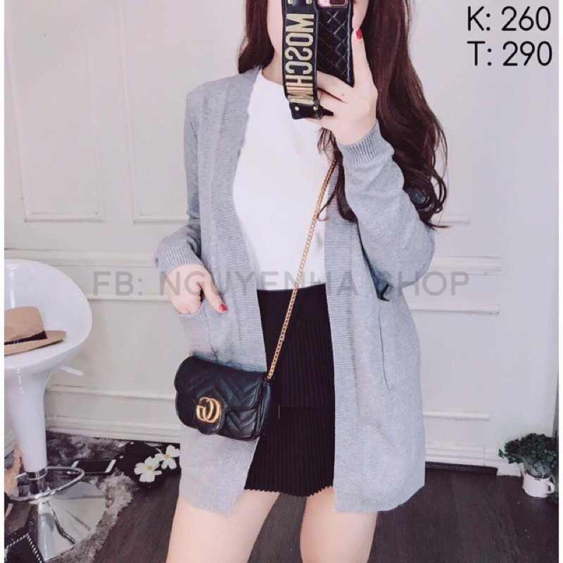Áo khoác len nữ Cadigan dáng dài hàng nhập loại 1 chất len màu tuyết mịn