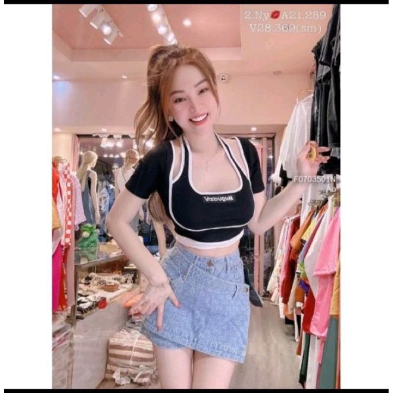 Áo thun kiểu tay ngắn croptop VIỀN  siêu đẹp và cá tính nữ - Mitshop2222