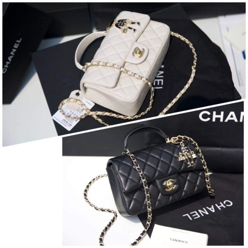 Túi xách nữ sang chảnh C.N Top.with charm da thật 100% lót kèm code fullbox nam châm