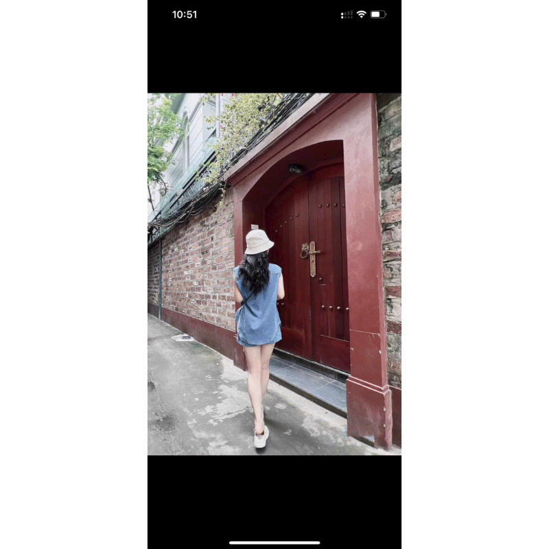 Set Bộ Jean Áo Sát Nách Phối Quần Chun Phom Rộng Mã QM018