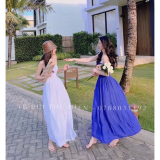 Váy dài cúp ngực xoè xốp