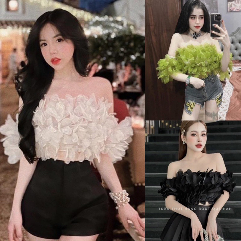 Áo Ống Lưới Bèo Croptop Nhún Lưng Dây Trong | BigBuy360 - bigbuy360.vn