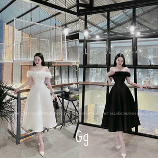 GIAO HOẢ TỐC 2H(ĐẦM XOÈ TKCC TRỄ VAI PHỐI LÔNG DÁNG DÀI HOT( HÀNG MỚI VỀ)S-M.