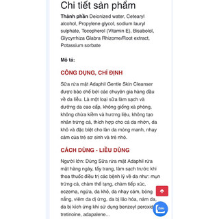 Sữa rửa mặt cho da mụn. Adaphil Chai 125ml.