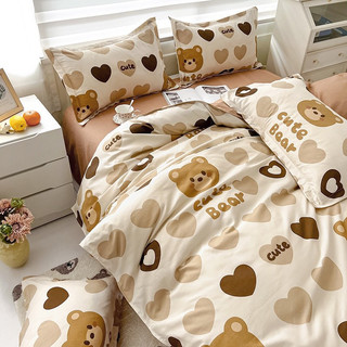 Set chăn ga 4 món cotton poly gấu nâu