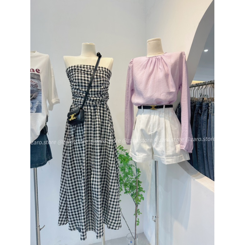 Đầm caro cúp ngực Korea [HÌNH THẬT SHOP CHỤP]
