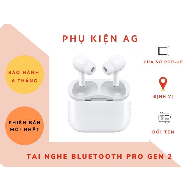 Tai nghe Bluetooth Air Pro gen 2 (POP UP + ĐỔI TÊN + ĐỊNH VỊ) full box mới 100%